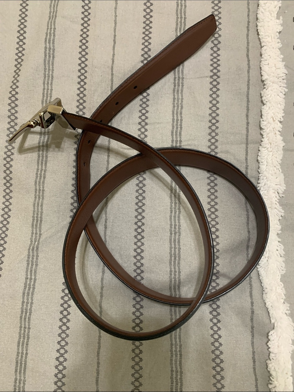 Cole Haan Reversible Black or Brown Genuine Leather Belt with Silver-Tone Buckle